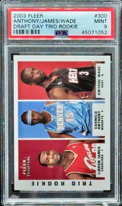 2003 Fleer Draft Day Rookie LeBron James Carmelo Anthony Dwyane Wade PSA 9 Mint