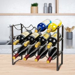 3-Tier tabletop Stackable Freestanding Wine Rack,Standing Bottles Holder Organizer,Wine Storage Shelf,Perfect for Bar,Wine Cellar,Basement,Cabinet,Pan
