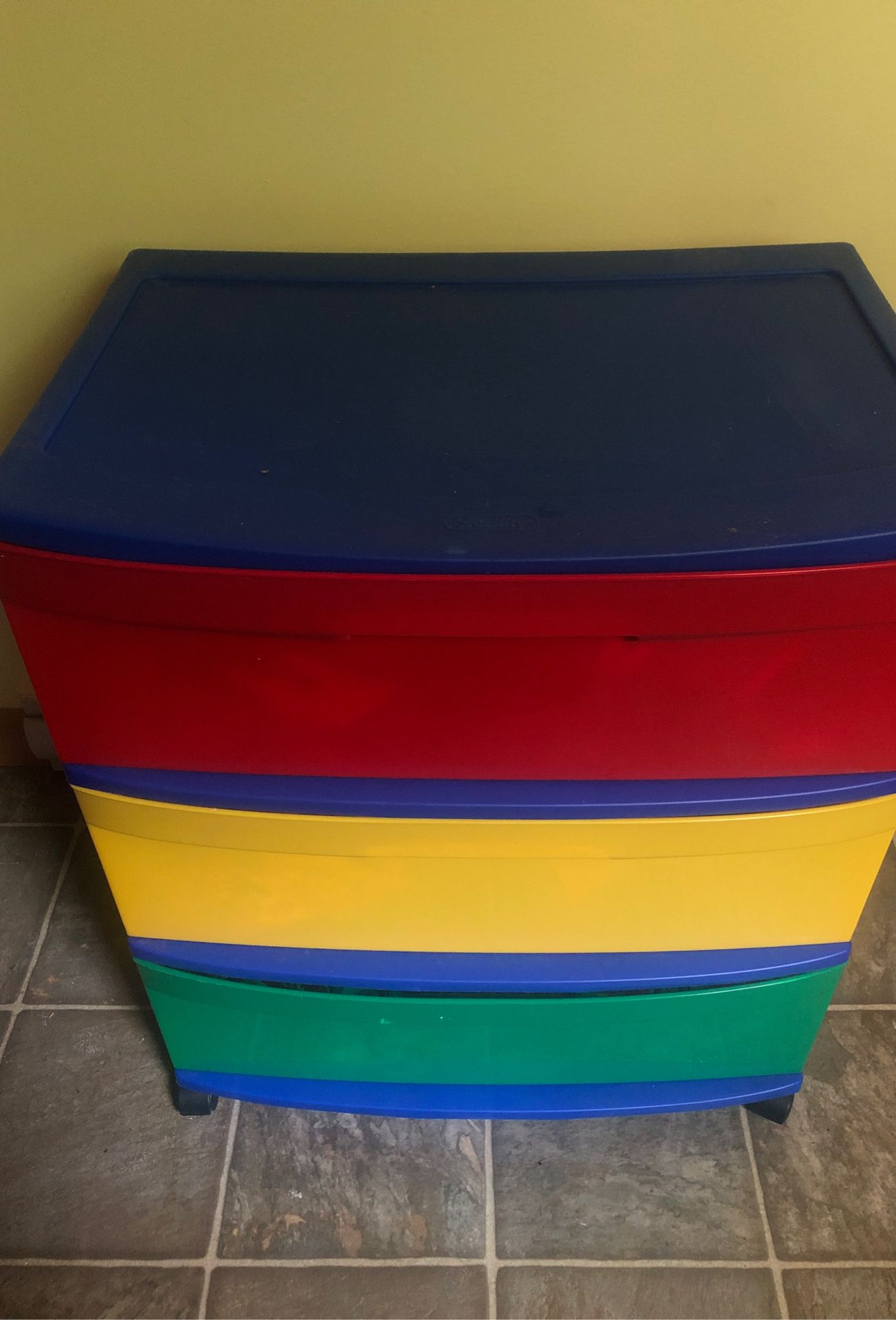 Three drawer chest on wheels