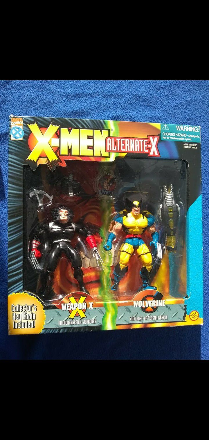 1996 xmen wolverine alternate-x action figure duo set toys r us exclusive sealed never opened