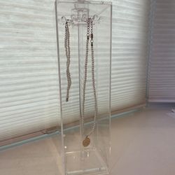 Jewelry Necklace Enclosed 14”h Acrylic Display Keeper Dust Free Holder