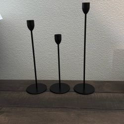 3PCS Black Taper Candle Sticks Holder, Candlesticks Centerpiece Wedding Table Decor, Fit Pillar 3/4" Thick Tapered & Led Candles
