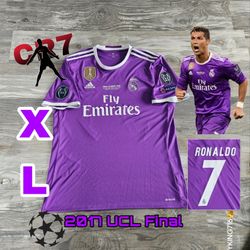 Adidas Real Madrid CF Ronaldo #7 2017 UCL Final Jersey With Patches Purple