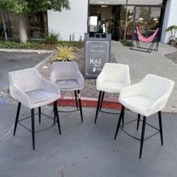 On Sale! Sale!! $85.00 for 2!!! New Set of 2 In Box Velvet Fabric 26" Kitchen Counter Height Bar Stools (White or Grey)