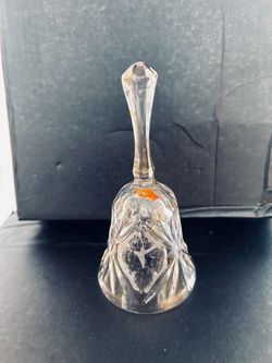 Clear Crystal Glass Bell with Etched Design