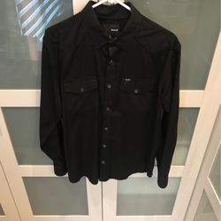 Hurley Black Button Down Shirt L