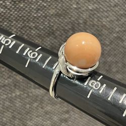 14K ANGEL SKIN CORAL RING