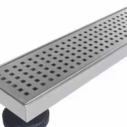 32 in. Stainless Steel Linear Shower Drain with Square Pattern 