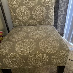 Printed Fabric Upholstered Wooden Accent Chair