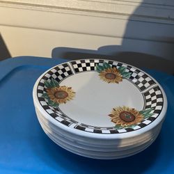 6 Sunflower Plates 