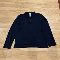 Long Sleeved Knitted Boxy Polo 