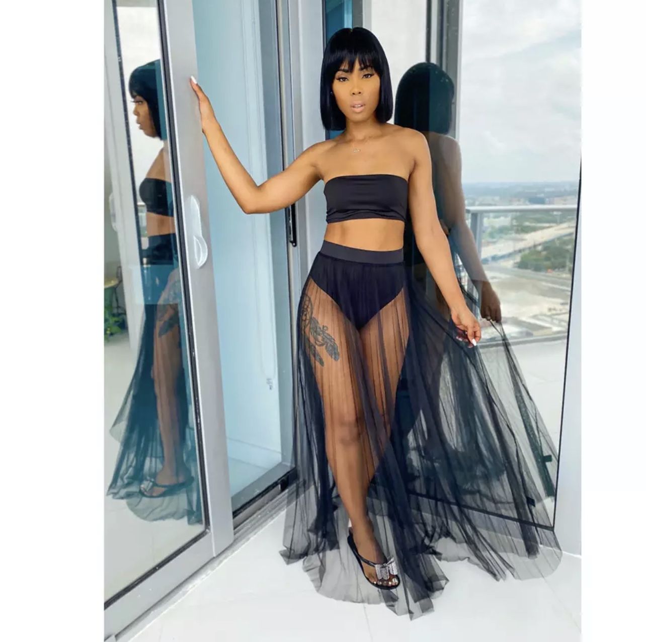 Womens Sexy Mesh See Through Pool Outfit