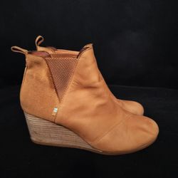 Toms Womens Kelsey Leather Booties Wedge Boots (Size 11)