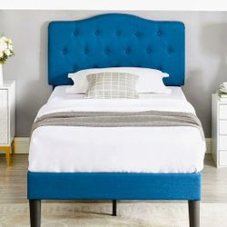 Teal Upholstered Twin Bed Frame