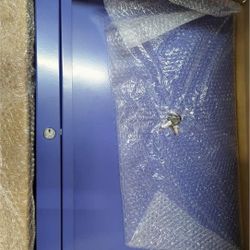  wall-mounted-storage-rack-with-locking-fold-down-shop-desk-(New)