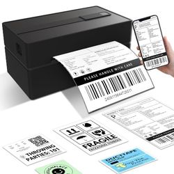 Bluetooth Thermal Shipping Label Printer: 4x6 Wireless Mini Clear Label Maker with Waterproof Tape for Small Business - Widely Used for USPS UPS Ebay 