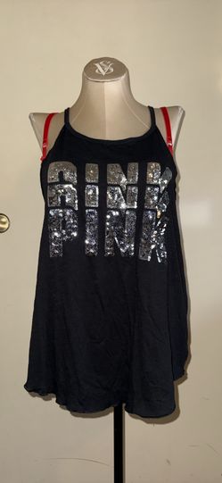 Women’s Victoria’s Secret sequin black open tank top(size large)