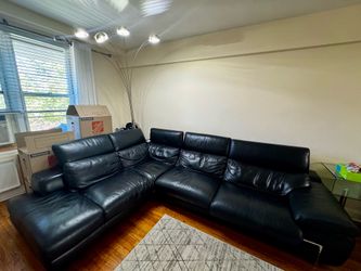 Black leather couch sectional