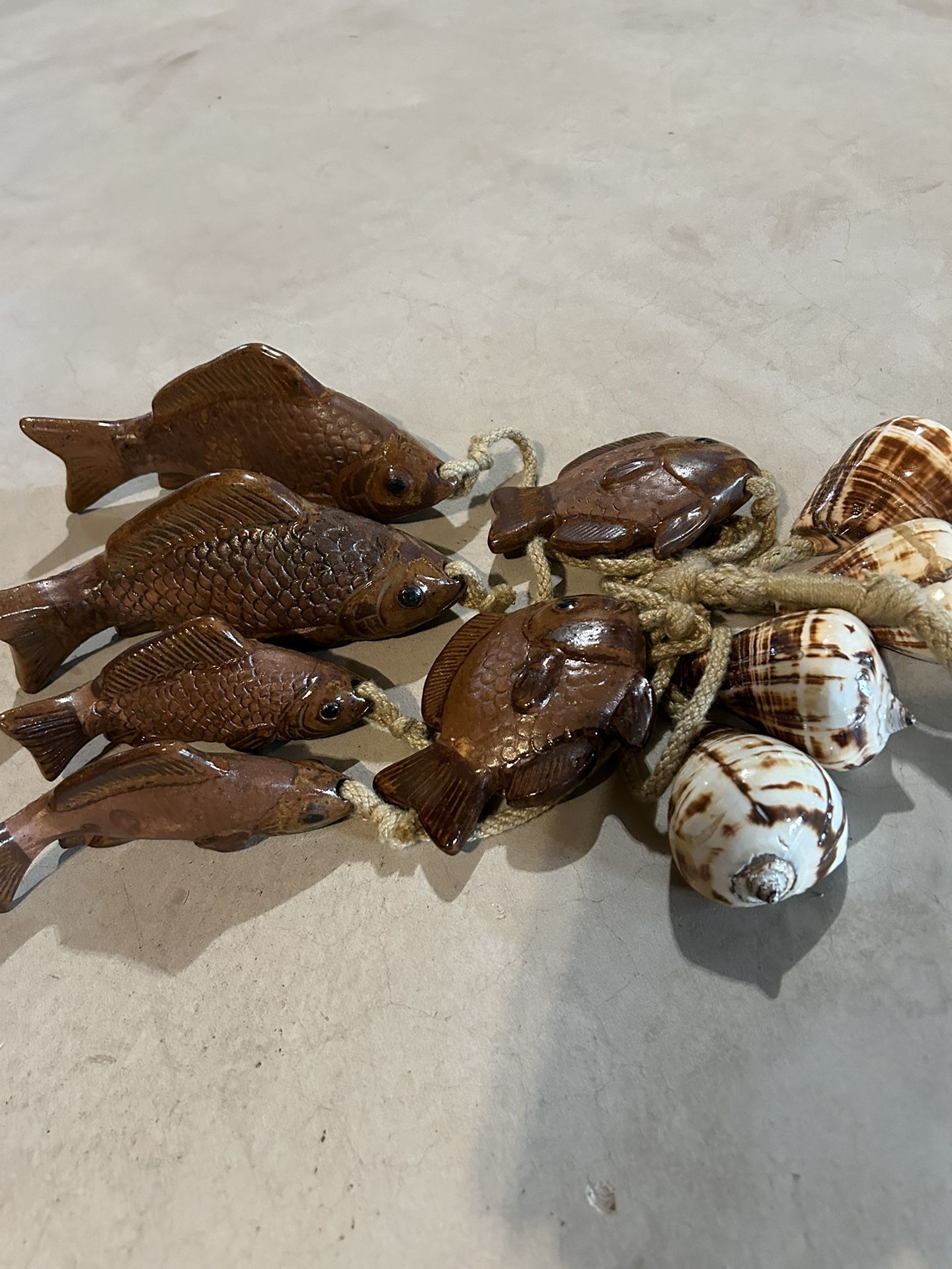 Hanging String Of Ceramic Fish And Shells
