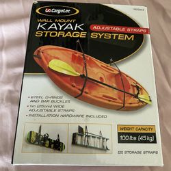 CargoLoc 32524 Wall Mount Kayak Storage Straps New In Box  Box has some wear from storage Never opened or used 