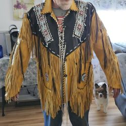 Leather/ Horsehair Beaded Jacket