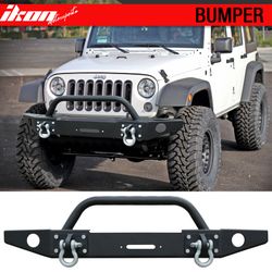 Fits 2007-2017 Jeep Wrangler JK Steel Front Bumper Guard W/ Winch Plate D-Ring