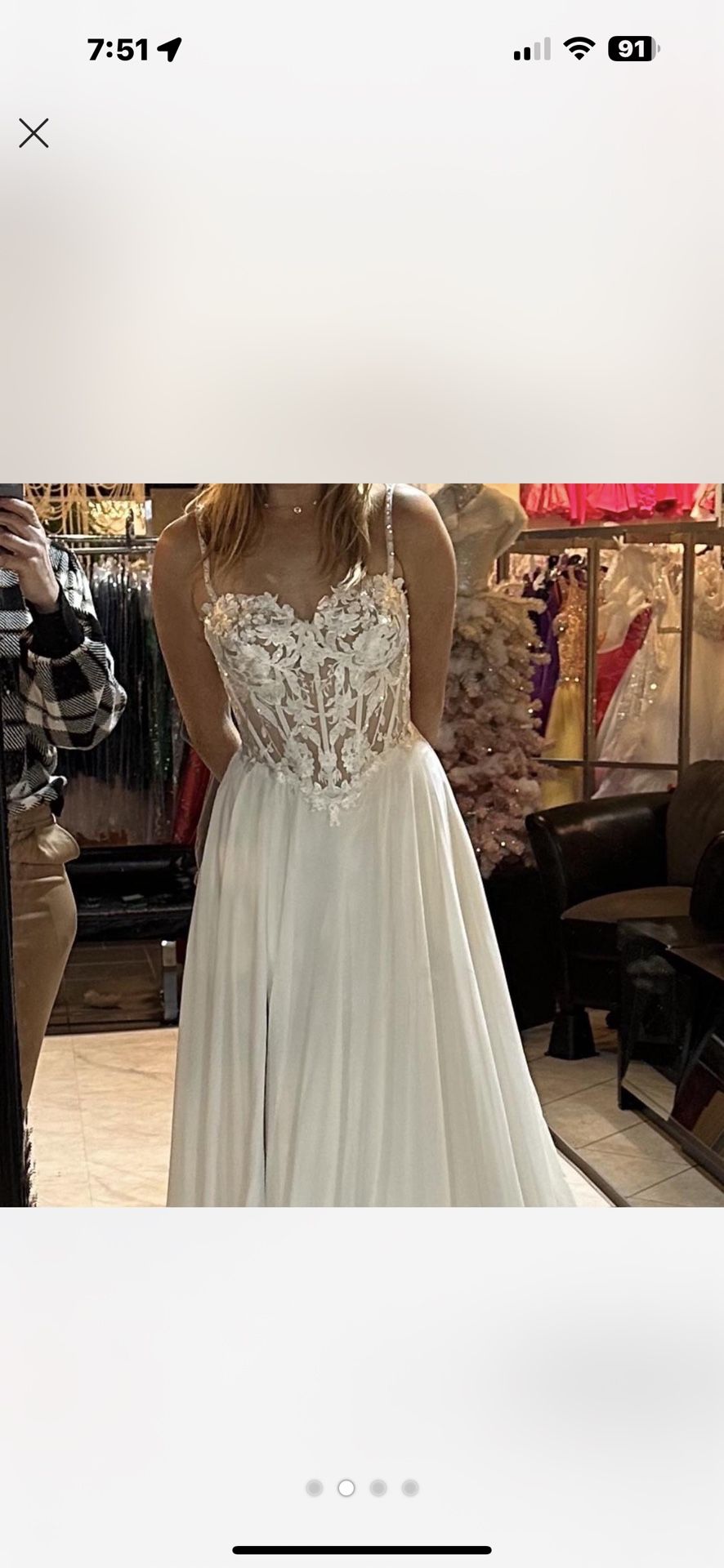 Classy Threads White Sequined Pageant Dress