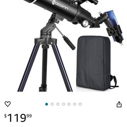 Telescopes for Adults Astronomy, 80mm Aperture 600mm Refractor Telescope for Beginners, Compact and Portable Travel Telescopio with Backpack