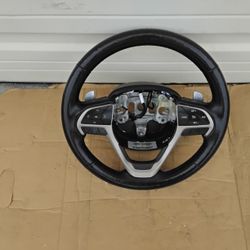 Nice 2014 Dodge Durango Black Leather Steering Wheel With Paddle Shiftlers OEM Like New. 