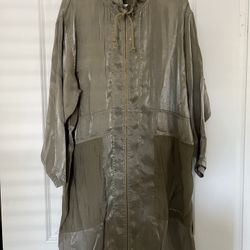 Ladies Long Zipper Over Top With Elastic Waist Pants. Light Sage In Color. 