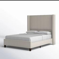 Corduroy Queen Bed frame+mattress 