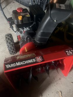 24 Inch Yard Machines Snow Blower. Used Once Very Clean Tires