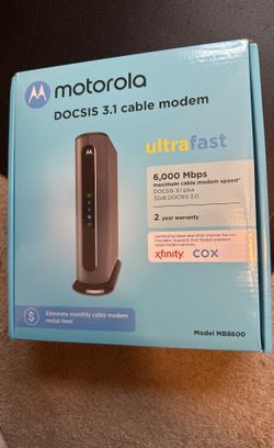 Motorola MB8600 DOCSIS 3.1 Cable Modem - Approved for Comcast Xfinity, Cox, and Charter Spectrum, Supports Cable Plans up to 1000 Mbps | 1 Gbps Ethern