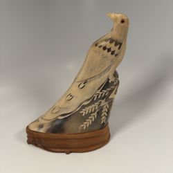 Buffalo Horn Hand Carving Peacock 