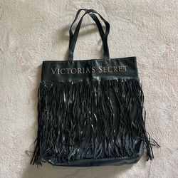 Victoria’s Secret women’s Monogram Fringe Black Tote Bag