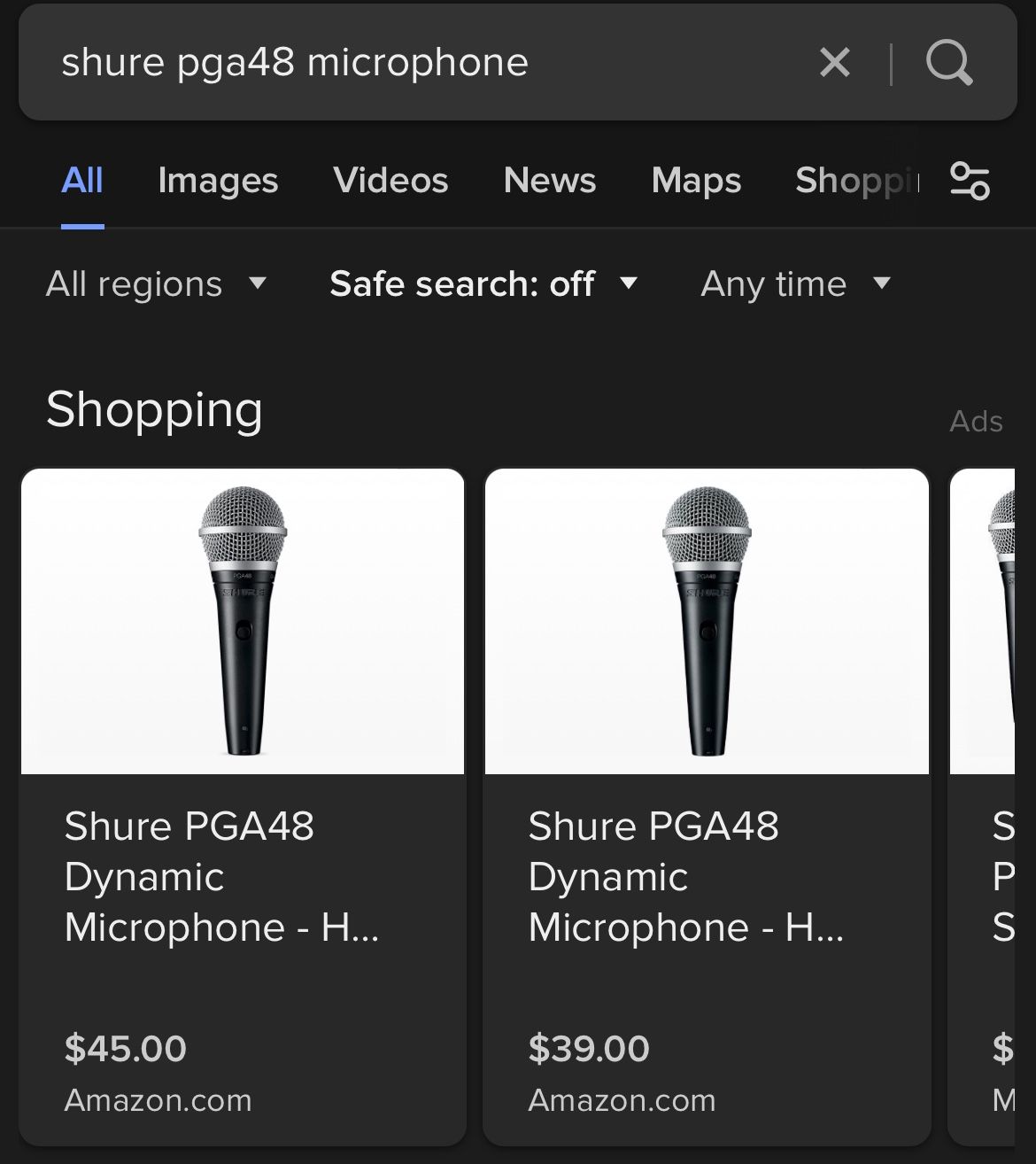 Shure PGA48 Microphone Like New $20