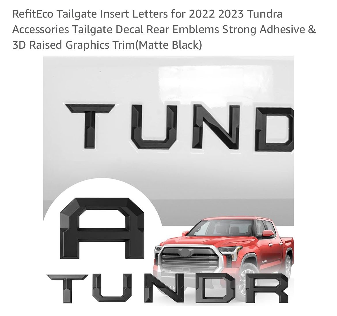 Tailgate Insert Letters For 2022 2023 Toyota Tundra (Matte Black)