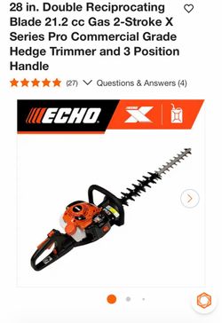 28 in. Double Reciprocating Blade 21.2 cc Gas 2-Stroke X Series Pro Commercial Grade Hedge Trimmer and 3 Position Handle