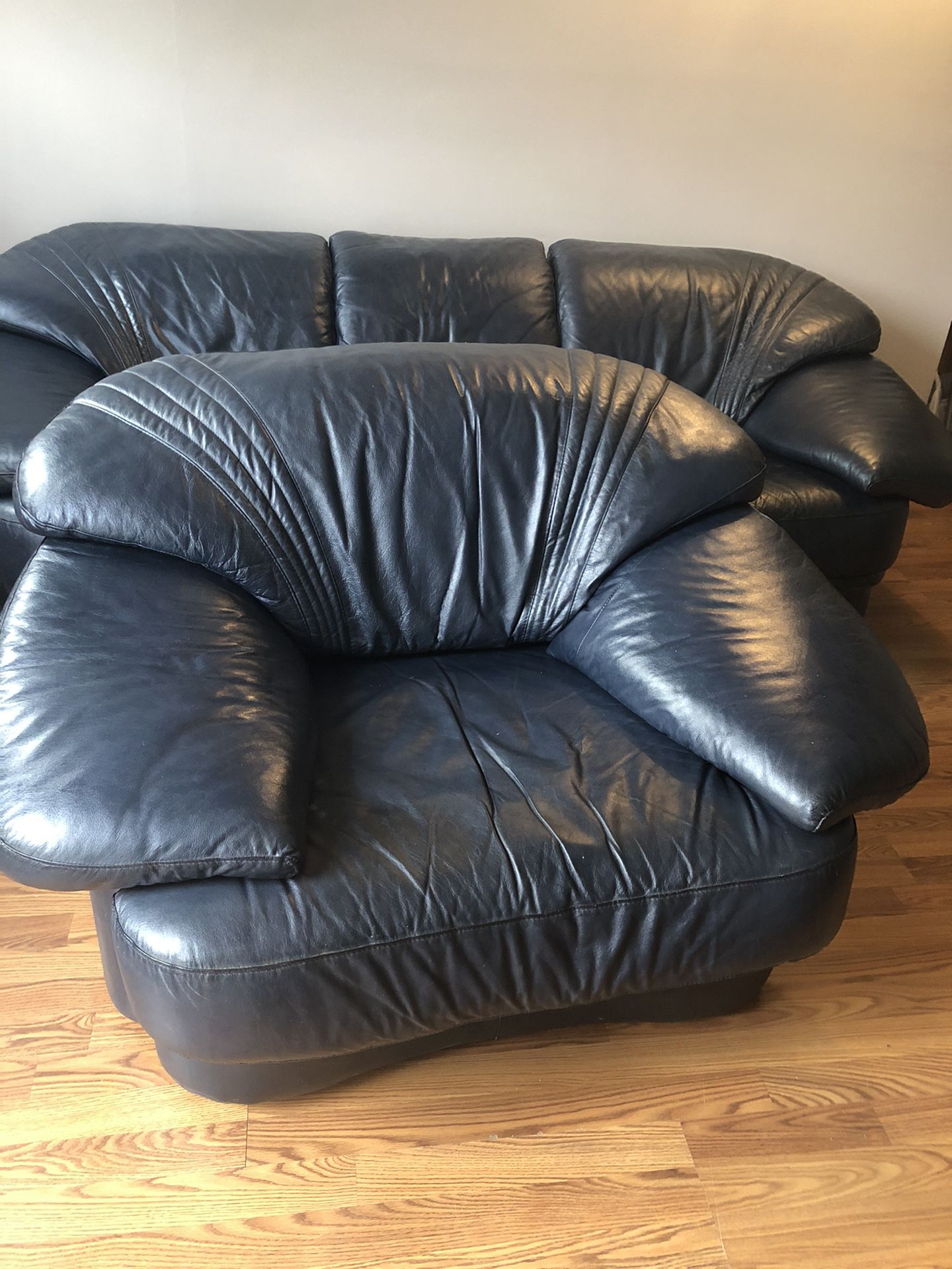 Set of two, sofa and love seat leather