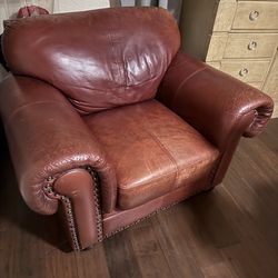 Genuine cowhide leather club chair accent
