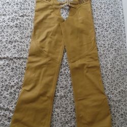 ICON Moto Leather Suede BombShell Motorcycle Chaps Small beige/tan