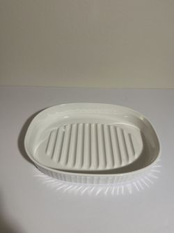 Corning Ware Roaster Dish White MC-4-b Ribbed Oven And Microwave
