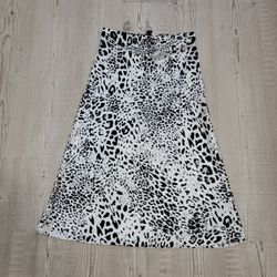 Hot Kiss Black and White Animal Print A-Line Skirt