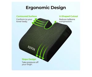 AUVON Wheelchair Seat Cushions (18"x16"x3") for Sciatica, Back, Coccyx, Pressure Sore and Ulcer Pain Relief, Memory Foam Pressure Relief Cushion with 