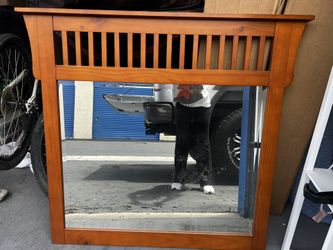 Pine Wood Hanging Mirror 