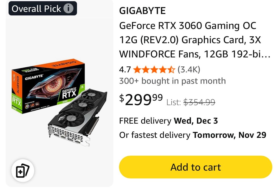 3060Ti 12GB Nvidia GPU