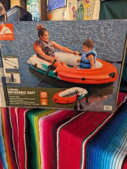 Two-Person Inflatable Raft Weight Capacity 350 Comes With The Pump Missing One Stick