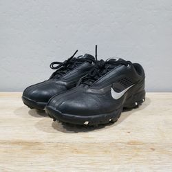 NIKE Air Men's TAC Leather Golf Shoes (9/10.5 Women's) Black/White