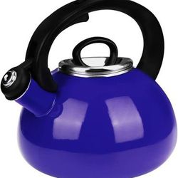 AIDEA 2.3 Quart Enamel-on-Steel Whistling Tea Kettle Stovetop, Tea Pot Cobalt Blue ⭐NEW IN BOX⭐