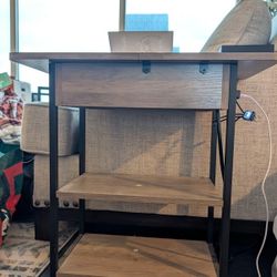 Side Table With Charging Station 